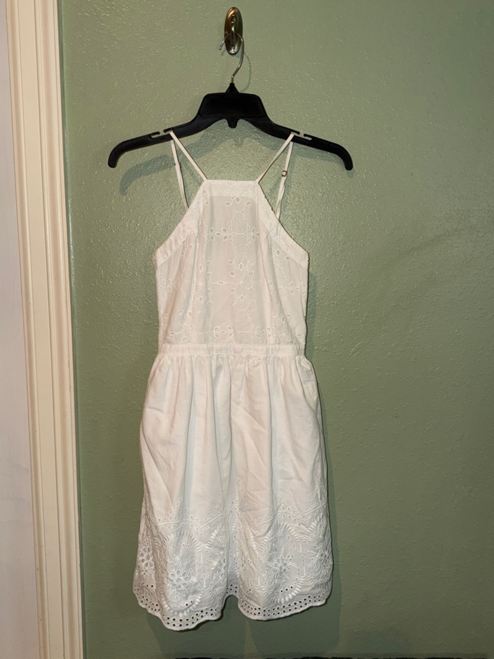 Abercrombie & Fitch White Eyelet Halter Midi Dress